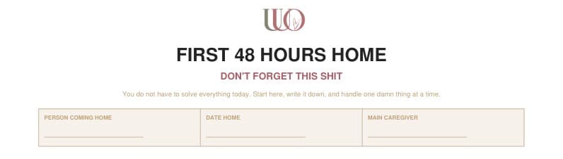 Top of the First 48 Hours Home checklist: Don’t forget this shit.